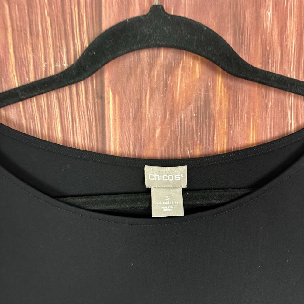 Chicos Black Long Sleeve Blouse Tiered Bell Sleeve Sophisticated Size 3 US 16/18 - Picture 3 of 7